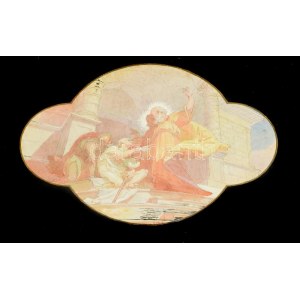 Lotz Károly (1833-1904): Freskóterv. Akvarell, papír, Jelzett. Üvegezett keretben. 33x41 cm