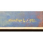 Kántor Lajos (1922-2013): Tavi emlék, 1995. Olaj, vászon, jelzett. Hátoldalán autográf felirattal. Fa keretben...