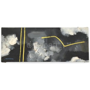Marosán Gyula (1915-2003): Felhők között. Olaj, vászon. Jelzett. Hátoldalán a művész bélyegzőjével. 20×50,5 cm ...