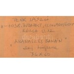 Tenk László (1943- ): Ananász és banán. Olaj, tempera, farost, jelzett, hátoldalán autográf felirattal. Fa keretben...