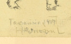 Hermann Lipót (1884-1972): Taormina, 1917. Tus, papír, jelzett. Üvegezett fa keretben. 22,5x17,5 cm / Lipót Hermann ...