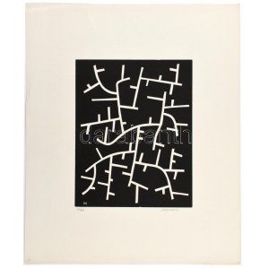 Marosán Gyula (1915-2003): Labirintus. Linómetszet, papír. Jelzett, számozott: 50/23. 25×20 cm