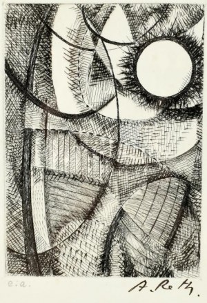 Réth Alfréd (1884-1966): Cím nélkül, 1962. Aquaforte, rézkarc, papír. Jelzett. Művészpéldány e.a jelzéssel...