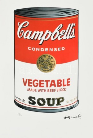 Andy Warhol (1928-1987): Campbell soup. Litográfia, papír, jelzett a nyomaton. Kézzel sorszámozott 26...