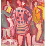 Csepeli Németh Miklós (1934-2012): Táncolók, 1964. Olaj, papír, kartonra kasírozva, jelezve és datálva balra középen...