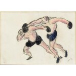 Boris László (1897-1924), 5 db mű: Boksz-sorozat I-V. Vegyes technika, papír, mind jelzett...