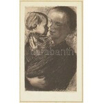 Käthe Kollwitz (1867-1945): Anya gyermekével (Mutter mit Kind auf dem Arm). Rézkarc, papír, jelzés nélkül...