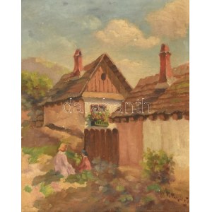 Tibai Takáts Jenő (1876-1943): Tabán. Olaj, vászon, jelzett. Fa keretben. 50,5x41 cm