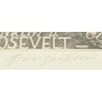 Fingesten, Michel (1884-1943): Ex libris Franklin D. Roosevelt, freedom and justice. Rézkarc, papír, jelzett...