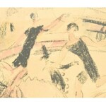 Márffy Ödön (1878-1959): Műlovar. Akvarellel színezett litográfia, papír, jelzett. Lap tetején javított szakadással...