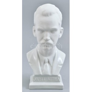Herendi porcelán József Attila mellszobor. Biszkvit és fehér mázas porcelán, jelzett (mélynyomással) egy kis karccal. m...