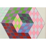 Zsolnay - Victor Vasarely: Hexa 3. A Magyar államvasutak részére készített limitált, számozott, porcelánkép 1986...