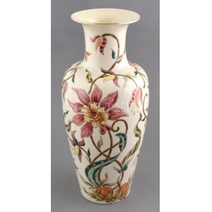 Zsolnay virág mintás nagy méretű padló váza. Kézzel festett, jelzett, hibátlan m:41 cm