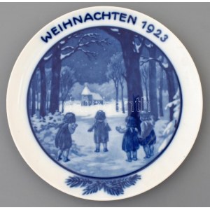 Rosenthal Weichnachtsteller 1923- Ernst Hoefer karácsonyi kiadású porcelán dísztányér. Máz alatti kék festéses, jelzett...
