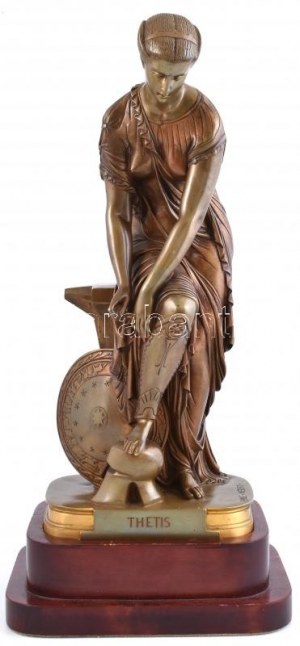 Emile Herbert (1828-1893) Thetis istennő szobra. Bronz. Jelzett (1867 Medaille d'or) 38 cm + fa talapzat ...