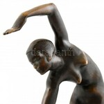 Kerényi Jenő (1908-1975): Táncosnő (Táncoló art deco nőalak), 1929-30 körül. Patinázott bronz, kő talapzaton, jelzett...