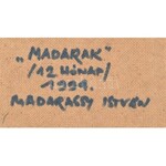 Madarassy István (1948):: Madarak (12 hónap), 1994. Vörösréz hegesztett lemez, textillel bevont faroston, jelzett...