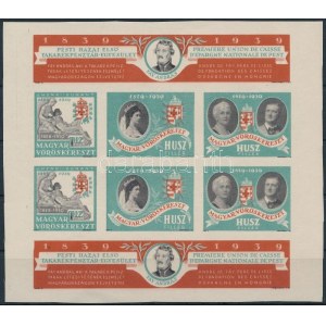 1939 Horthy Vöröskereszt levélzáró kisív / label minisheet