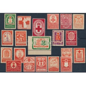 1944 Vöröskereszt Közigazgatási bélyegek 19 klf + 1 db szeretetadomány / Red Cross administrative stamps...