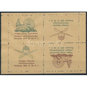 1933 Polgári Lövész Egyesület országos céllövőbajnokság emlékív / souvenir sheet