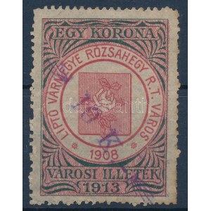 Rózsahegy 1919/1920 10K / 1K városi illetékbélyeg (40.000)