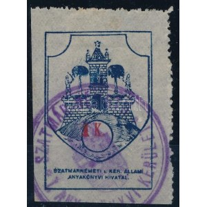 1910 Szatmárnémeti 1K helyi illetékbélyeg / fiscal stamp