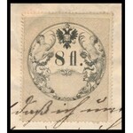 1858 Fünfkirchen (Pécs), német nyelvű szerződés 8 fl okmánybélyeggel