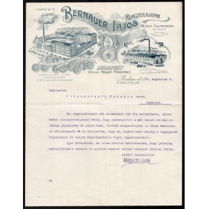 1912 Bp., Bernauer Lajos Repceolajgyár fejléces levélpapírjára írt levél...