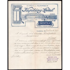 1918 Erzsébetfalva, Kapitány Antal épület és műlakatos fejléces levélpapírjára írt levél