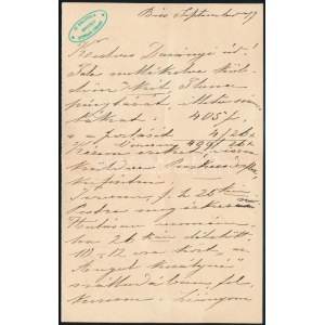 cca 1870-1890 Gr. Teleki Domokos saját kézzel írt levele Darányi Gyula (1867-1937) részére, Kedves Darányi úr!...