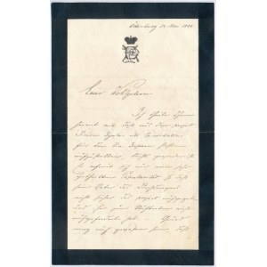 1876.V.12 Sopron, gróf Esterházy Pál (1843-1898) levele ismeretlennek, amelyben Simon Gyula (1838-1893) jogász...