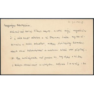 1912 Móra Ferenc (1879-1934) író, újságíró, muzeológus saját kézzel írt levele Engel Vilmosné Garai Ilonának (1892-1972...