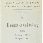 1912 Zenta városi és tanyai h. é. keskeny vágányú vasút, 1912. Hossz-szelvény, Variáns hosszszelvények és jellemző...