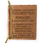 1924 Egyesült Izzólámpa és Villamossági Rt. táncrendfüzete, kitöltetlen...