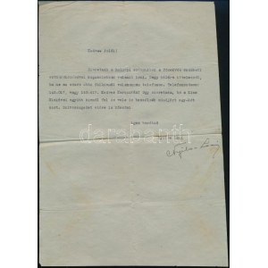 cca 1932 Nyilas László, a Nemzeti Sport riporterének gépelt levele Déri Károlynak (1910-1997...