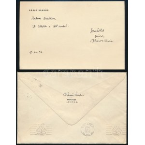 1939 Márai Sándor (1900-1989) író autográf sorai és aláírása fejléces levélpapírján, aláírt borítékkal, Vass László ...