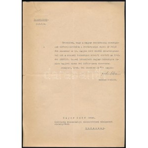 1948 Dobi István (1898-1968) miniszterelnök aláírt kinevezése a Magyart Tudományos Tanács tagságára Major Máté (1904...
