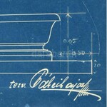 1897 A kolozsvári szökőkút tervrajza, hajtott, kis szakadásokkal, 90×64 cm