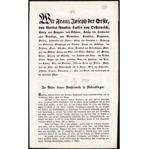 1848. december 21. Proklamáció, melyben I. Ferenc József a hűséges erdélyi szász népéhez szól (...