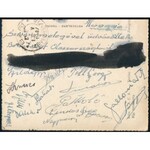 1947 A magyar labdarúgó-válogatott Olaszország-Magyarország (3:2) mérkőzés alkalmából aláírt képeslapja. Puskás...
