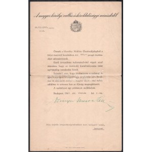 1943 Szinyei-Mersei Jenő (1888-1957) a Kállay-kormány vallás és közoktatásügyi miniszerének (1942-1944...