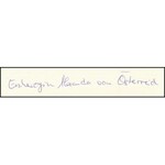 Alexandra von Habsburg-Lothringen, szül. Von Wrede (1979-) autográf sorai és aláírása kártyánn, lapra rögzítve ...