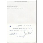 Carl Christian Habsburg herceg (1954-) és felesége Marie-Astrid (1954-) sorai és autográf aláírásai kártyán, 1990-ből...