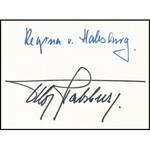 Habsburg Ottó (1912-2011) és felesége Regina (1925-2010) autográf aláírásai német nyelvű köszönő kártyán...