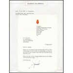 Sigismondo von Habsburg (1966-) autográf aláírása és gépelt sorai fejléces dombornyomott levélpapíron...