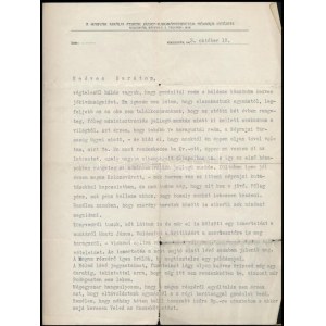 1943 Gunda Béla (1911-1994) etnográfus gépelt levele egy ismeretlen barátja részére, a kolozsvári M. Kir. Ferenc József...