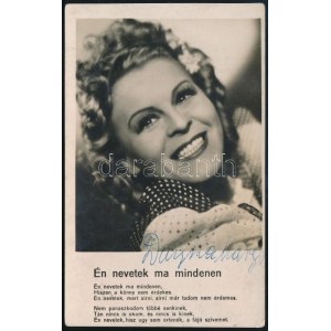 cca 1943 Dayka (Dajka) Margit színésznő aláírt fotólapja, Szerelmi láz c...