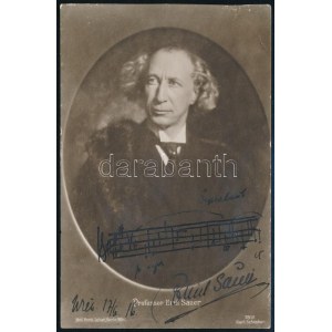 1916 Emil Sauer (1862-1942) német zeneszerző, zongoraművész, zenepedagógus dedikált fotólapja...