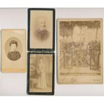 cca 1880-1900 Vegyes fotó tétel, 6 db, portré fotók, közte egy sír fotóval, keményhátú fotók román műtermekből ...