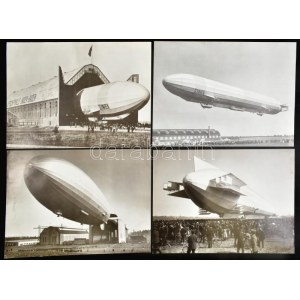 cca 1930 8 db nagy méretű, művészi igényű fotó Zeppelin LZ-3, LZ-10, LZ-127, LZ-129 léghajókról, hangárokról ...